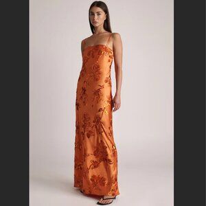 Anthropologie Sabina Musayev Raya Orange Sequin Column Maxi Dress Gown